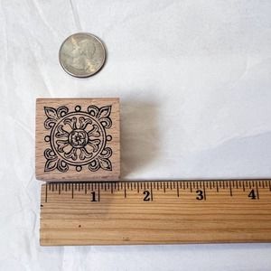 Ornate Medallion rubber stamp fleur de lis rosette center